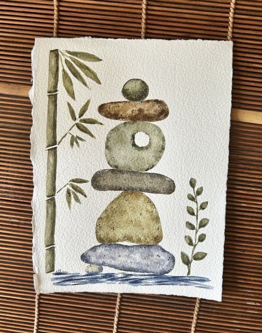 Cairn zen et bambou