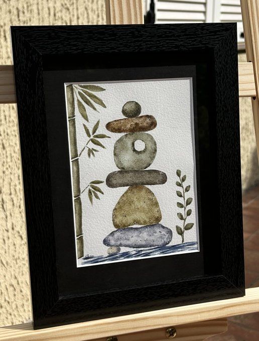 Cairn zen et bambou